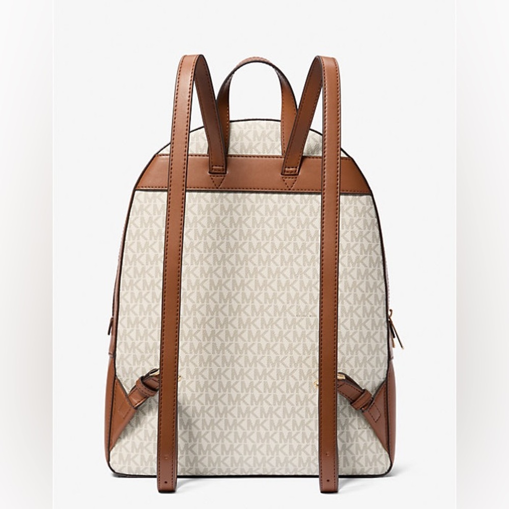 🧡SALE‼️🧡NWT Michael Kors $558 Large Jaycee Logo Vanilla Backpack with MK Print - Picture 2 of 5